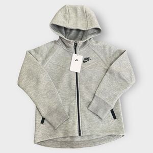 Nike Kids Sportswear Tech Fleece Full-Zip Gray Hooded Jacket size S FD2979-063